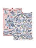 Cath Kidston London Town blue tea towels set of 2 (British brand)