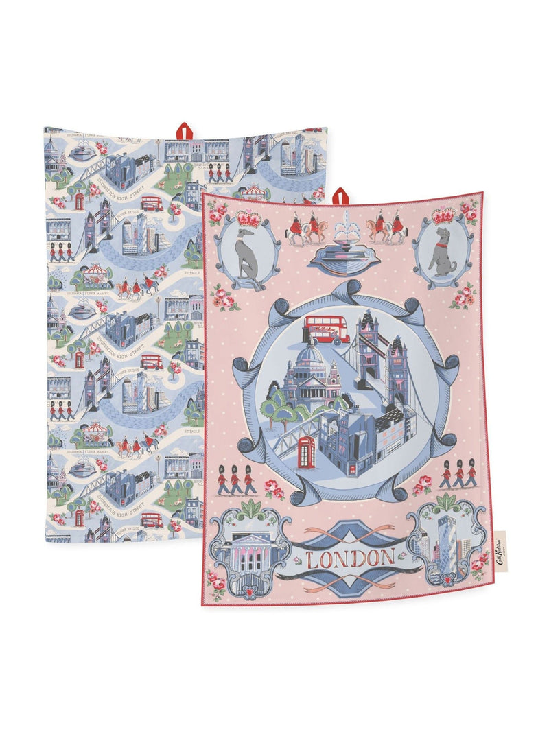 Cath Kidston London Town blue tea towels set of 2 (British brand)