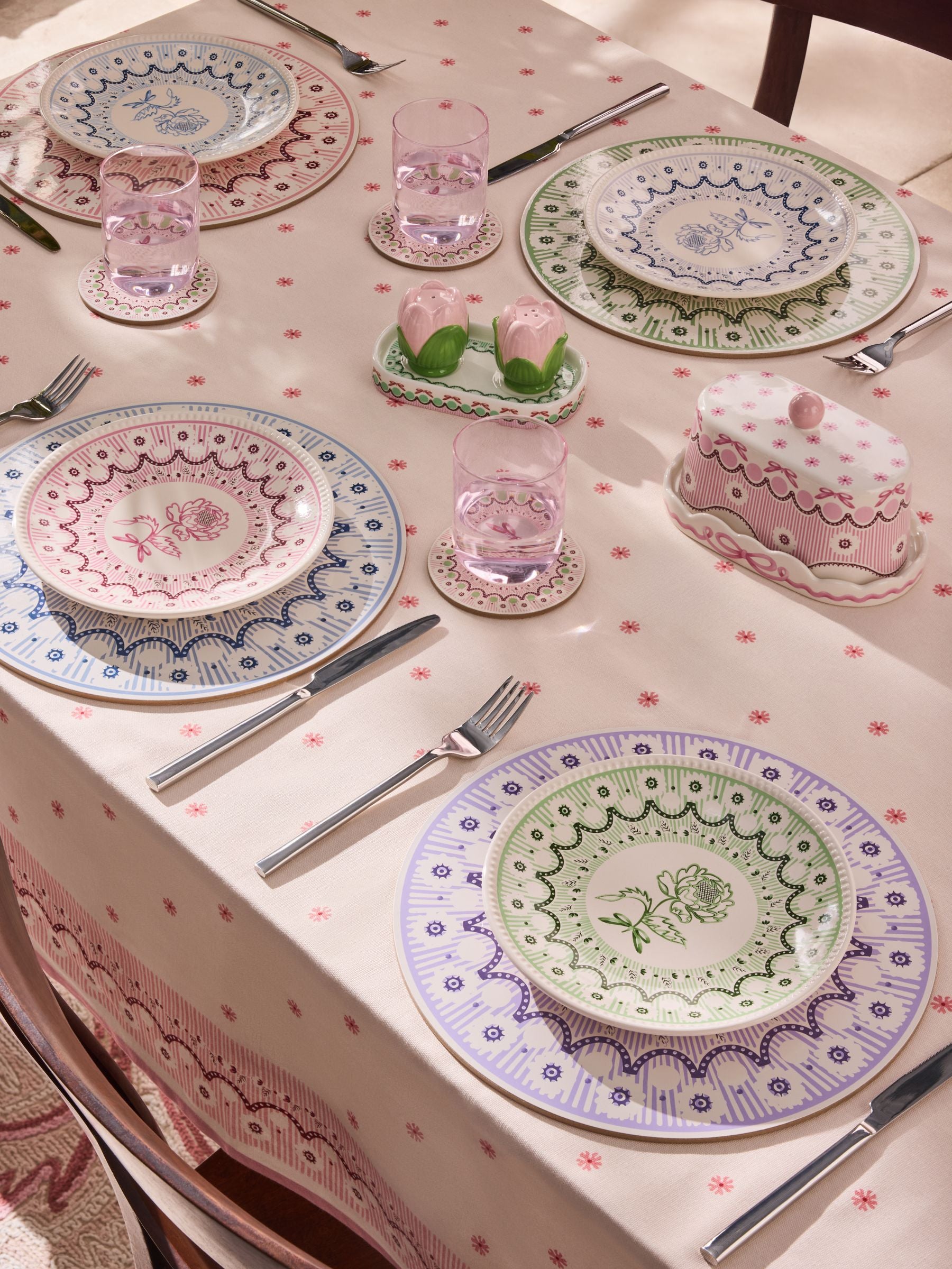 Cath Kidston pink floral side plates, imported from the UK
