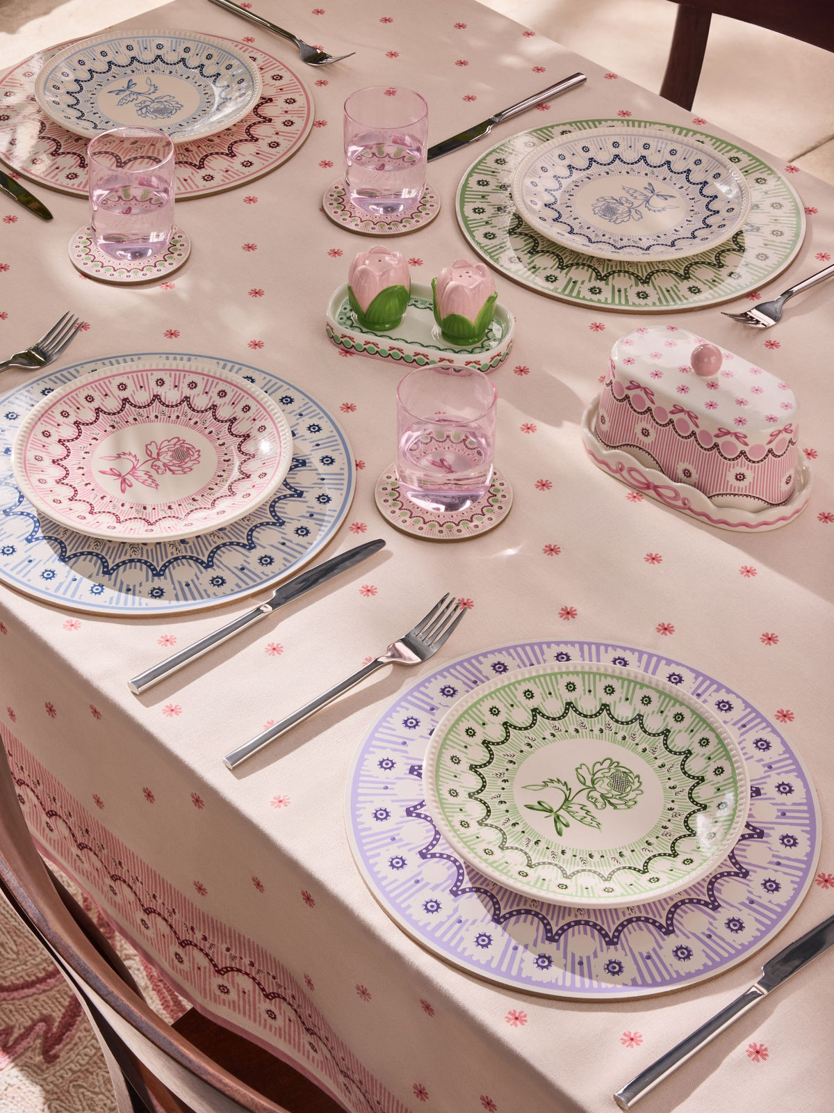 Cath Kidston pink floral side plates, imported from the UK