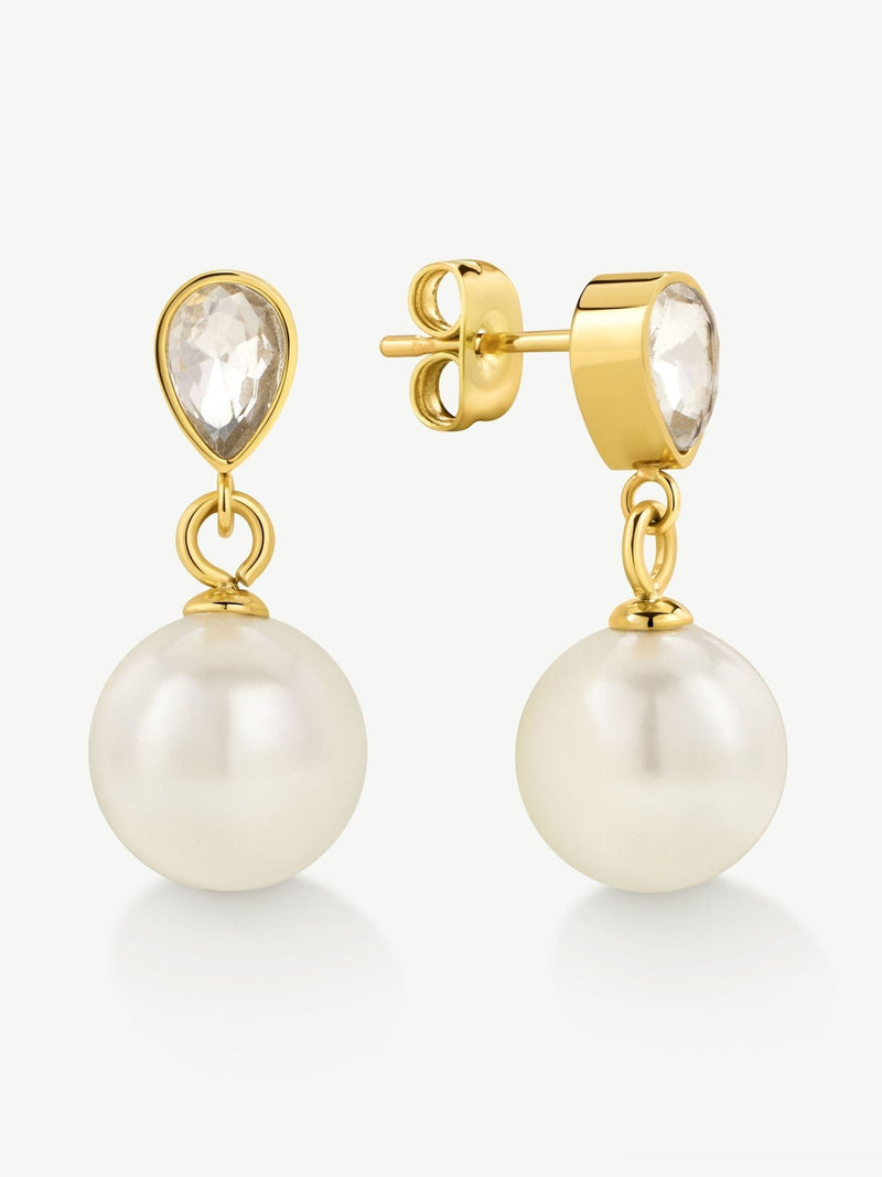 D.LOUISE gold tone pearl drop earrings, UK version