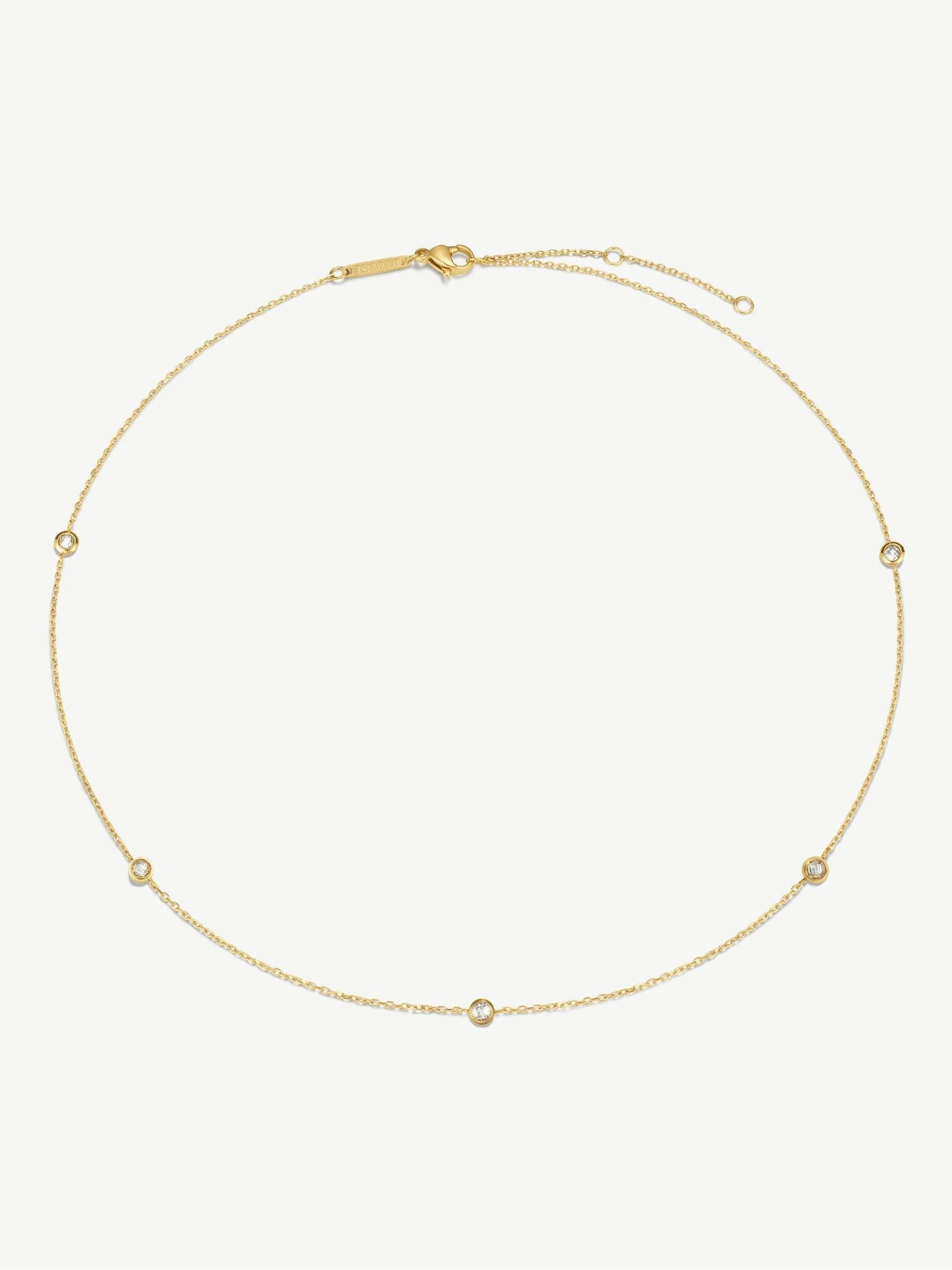 D.LOUISE gold tone multi stone chain necklace - British product