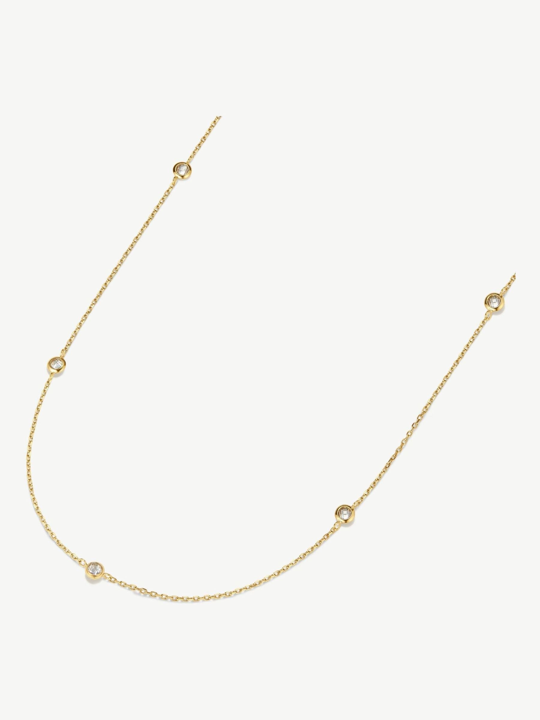 D.LOUISE gold tone multi stone chain necklace - British product