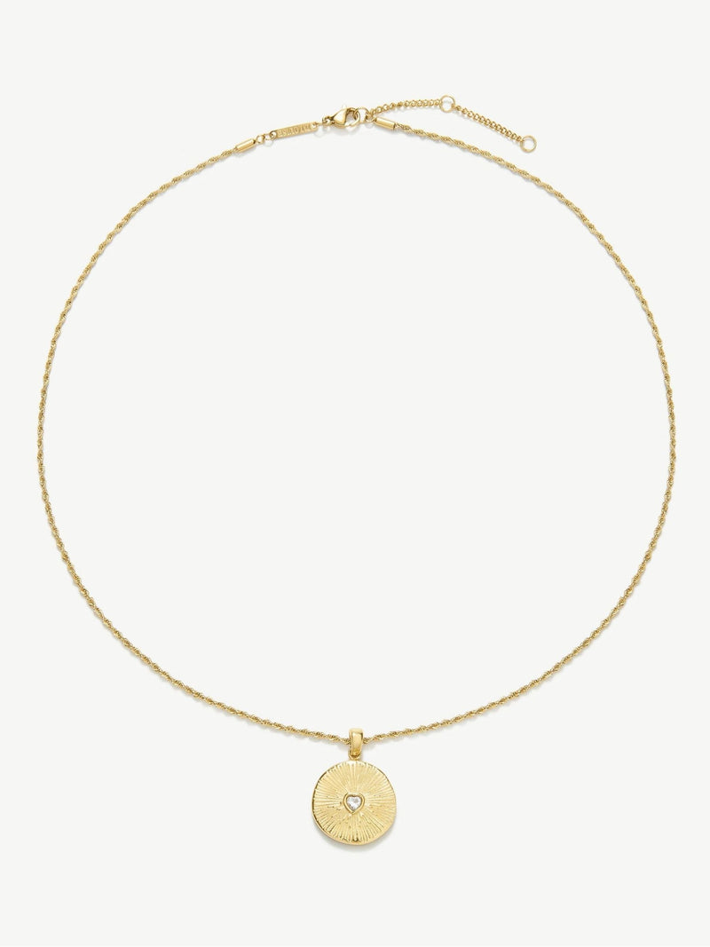 D.LOUISE gold tone heart talisman necklace with stones, imported from the UK