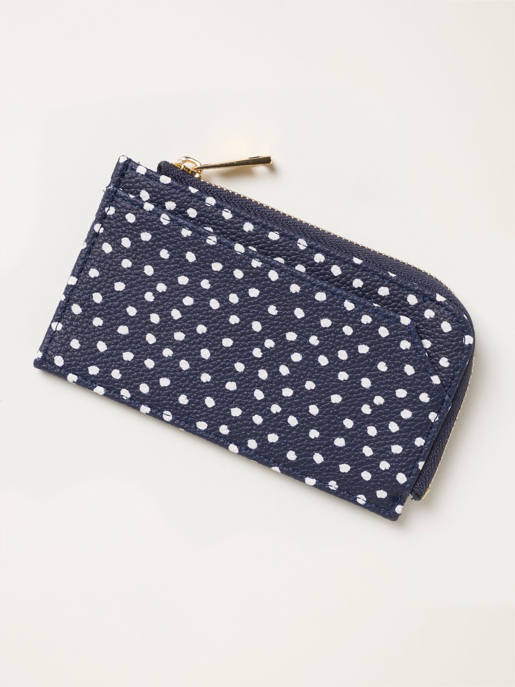 FatFace navy polka dot card holder 7.5cm, imported from the UK
