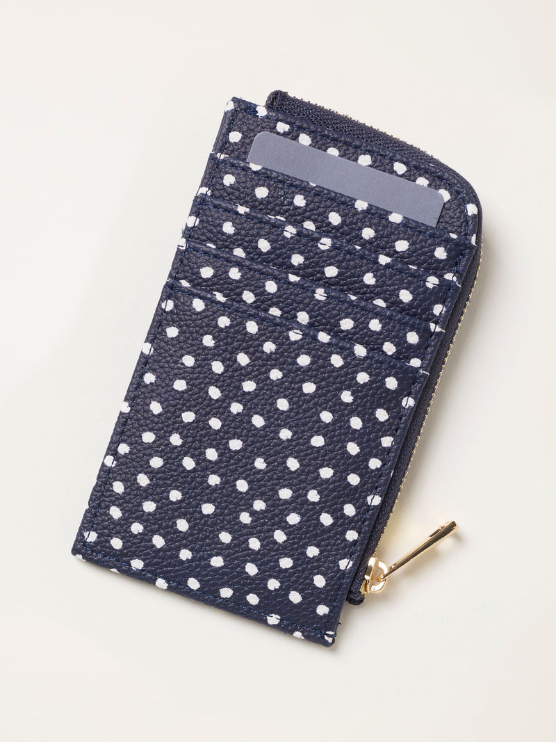 FatFace navy polka dot card holder 7.5cm, imported from the UK