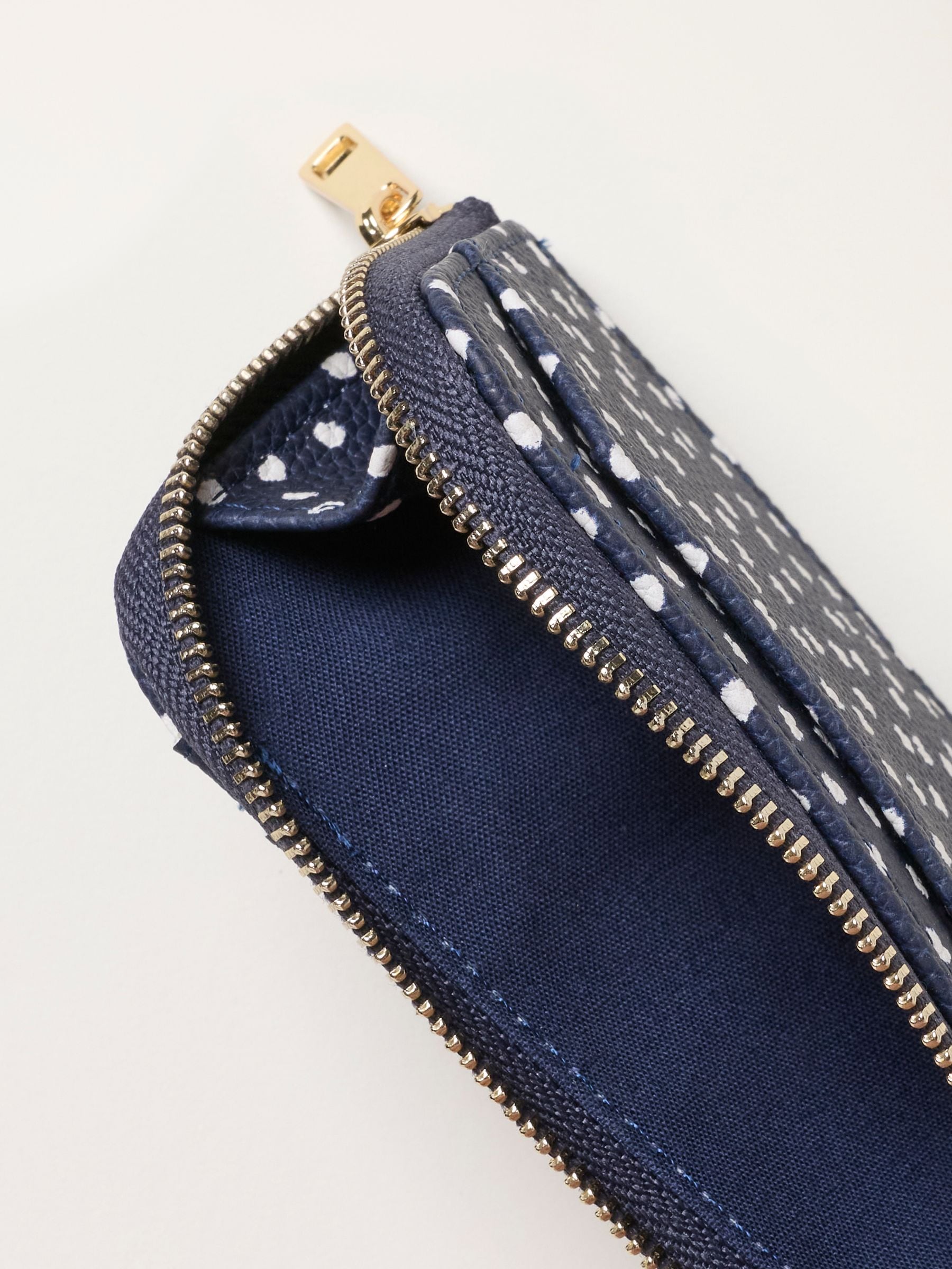 FatFace navy polka dot card holder 7.5cm, imported from the UK