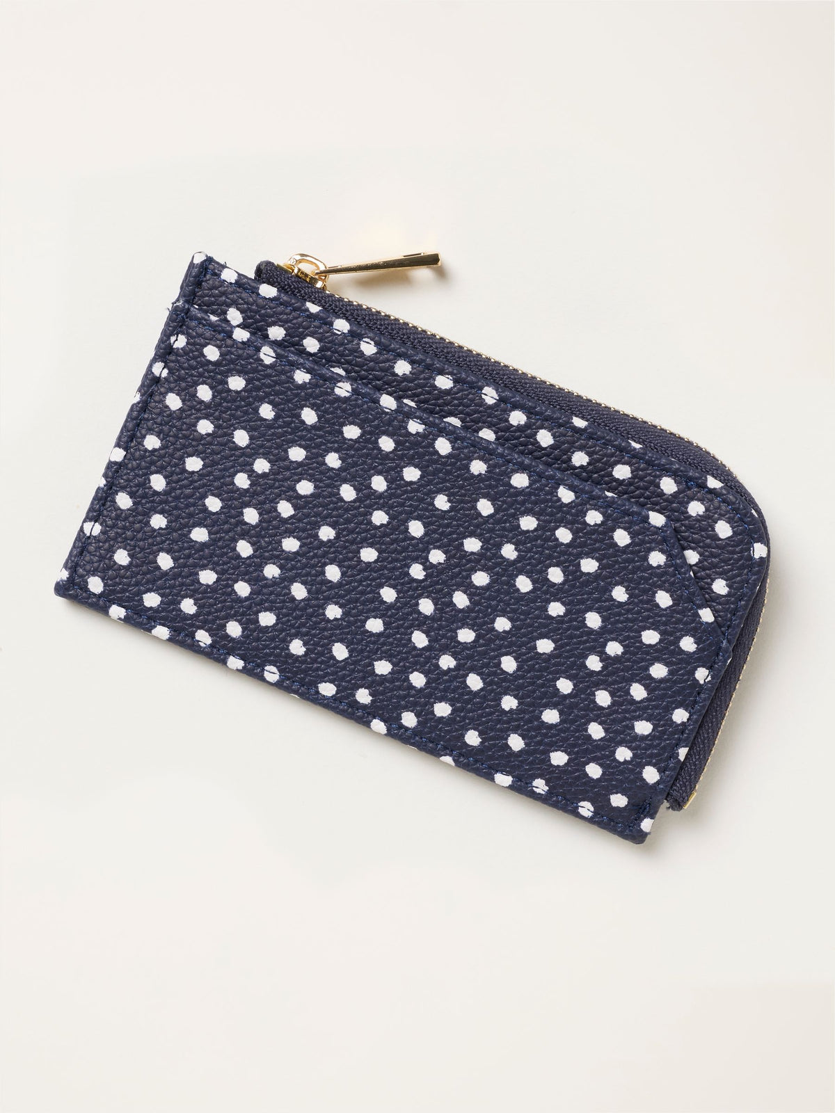 FatFace navy polka dot card holder 7.5cm, imported from the UK