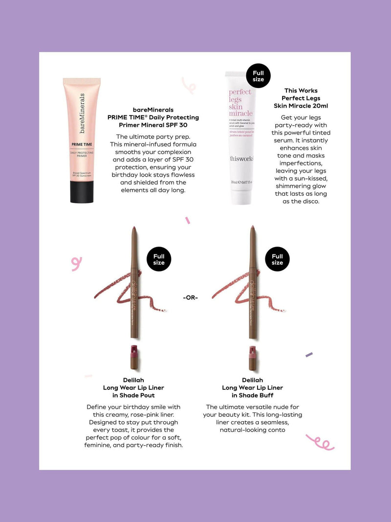 Next Happy Birthday Beauty Box full-size products, UK version