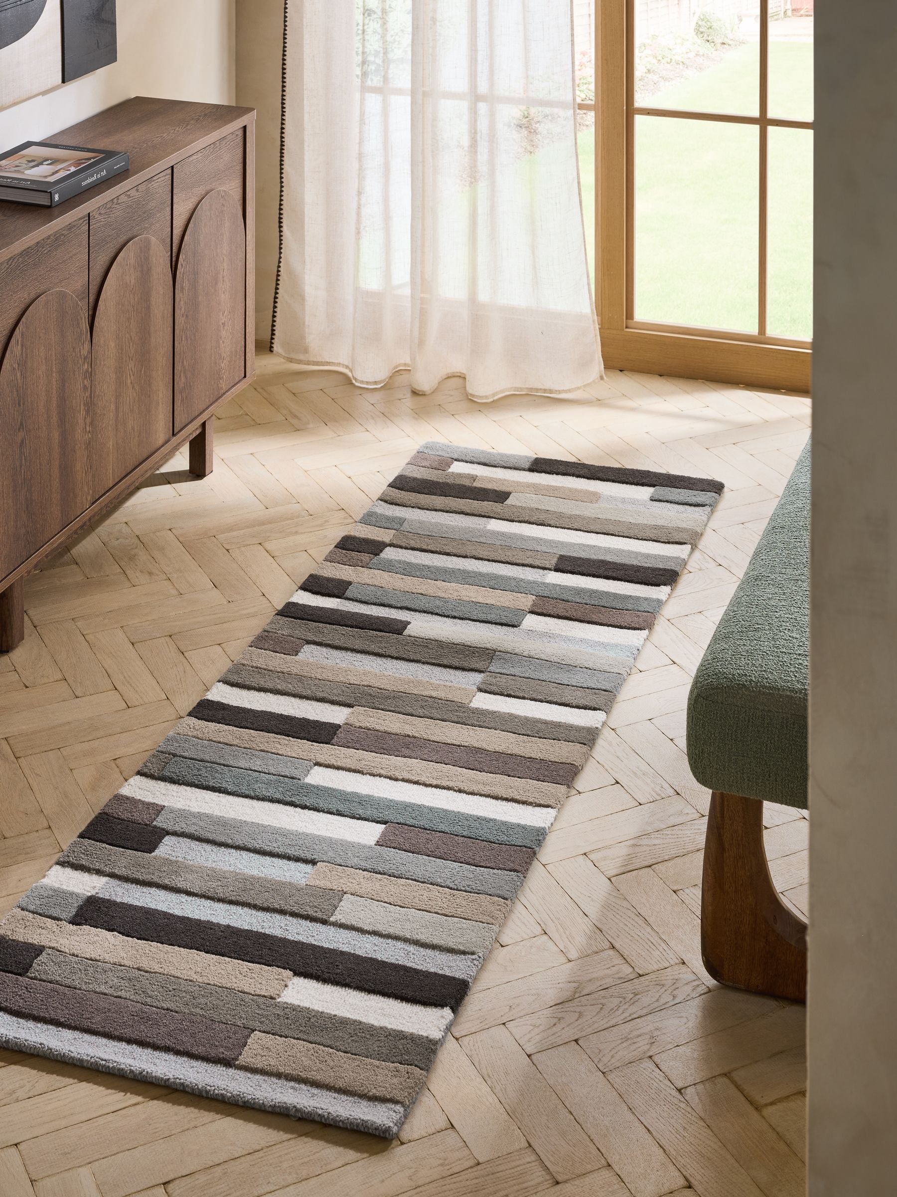 Greige Rio Broken Stripes Runner