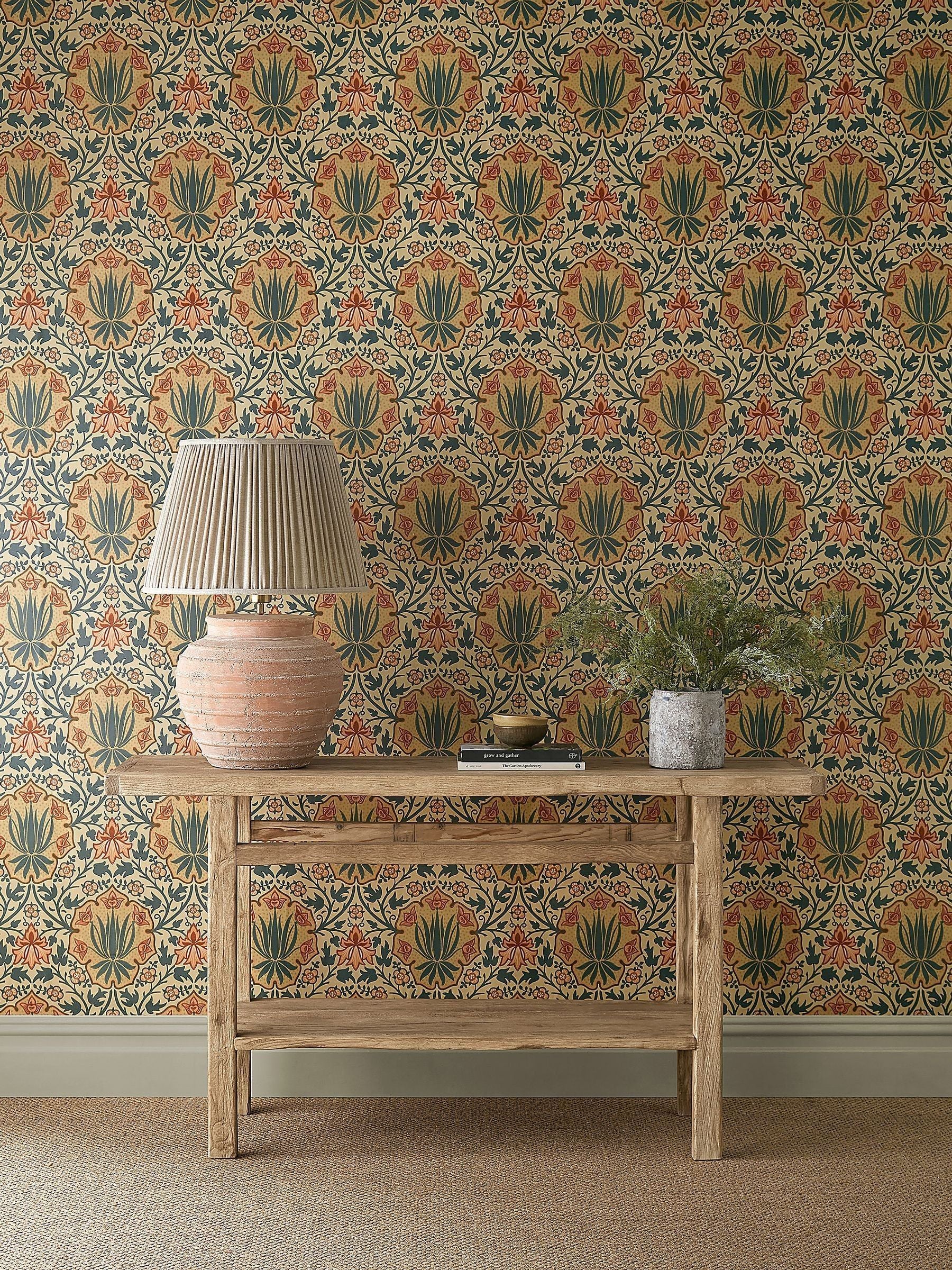 Morris & Co IndigoThyme Iris & Rose Unfinished Works 10M Wallpaper