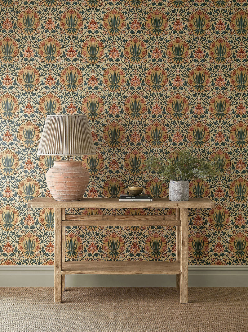 Morris & Co IndigoThyme Iris & Rose Unfinished Works 10M Wallpaper