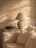 Morris & Co CoralTeal Wild Tulip & Vine Unfinished Works 10m Wallpaper