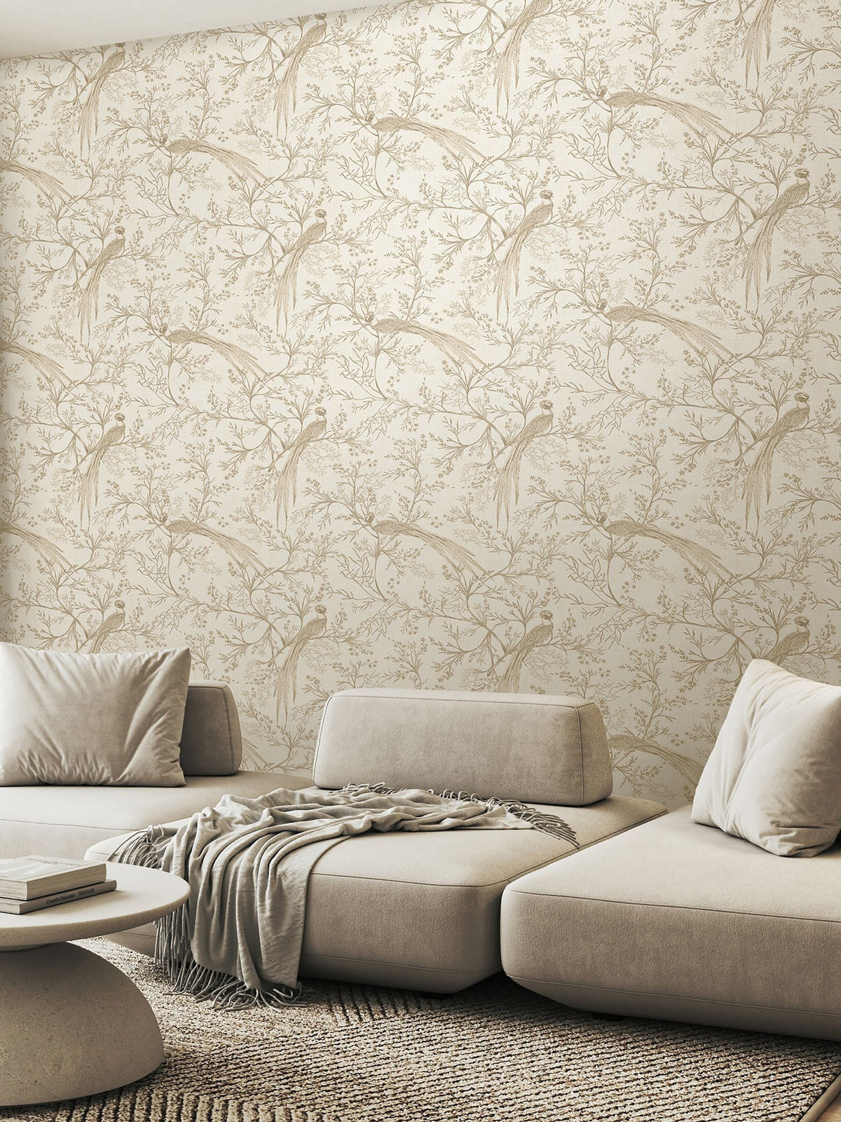 Hoopla Walls Stone Bird Toile wallpaper 10m roll, imported from the UK