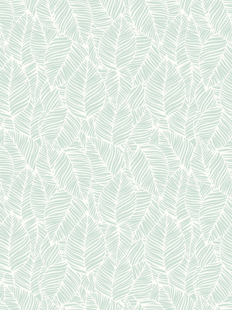 Hoopla Walls Duck Egg Blue Zebra Leaf Linen 10M Wallpaper