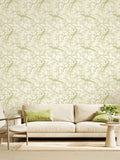 Hoopla Walls Sage Bird Toile Stone 10M Wallpaper