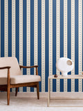 Hoopla Walls Denim Mix Decorative Stripe Linen 10M Wallpaper