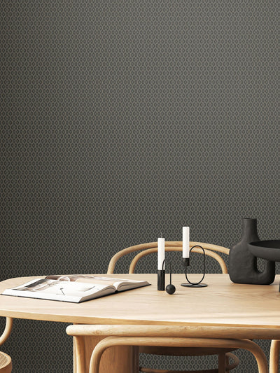 Next Hoopla Walls Charcoal Tiny Ogee Wallpaper 10M- Buy online at McGrocer