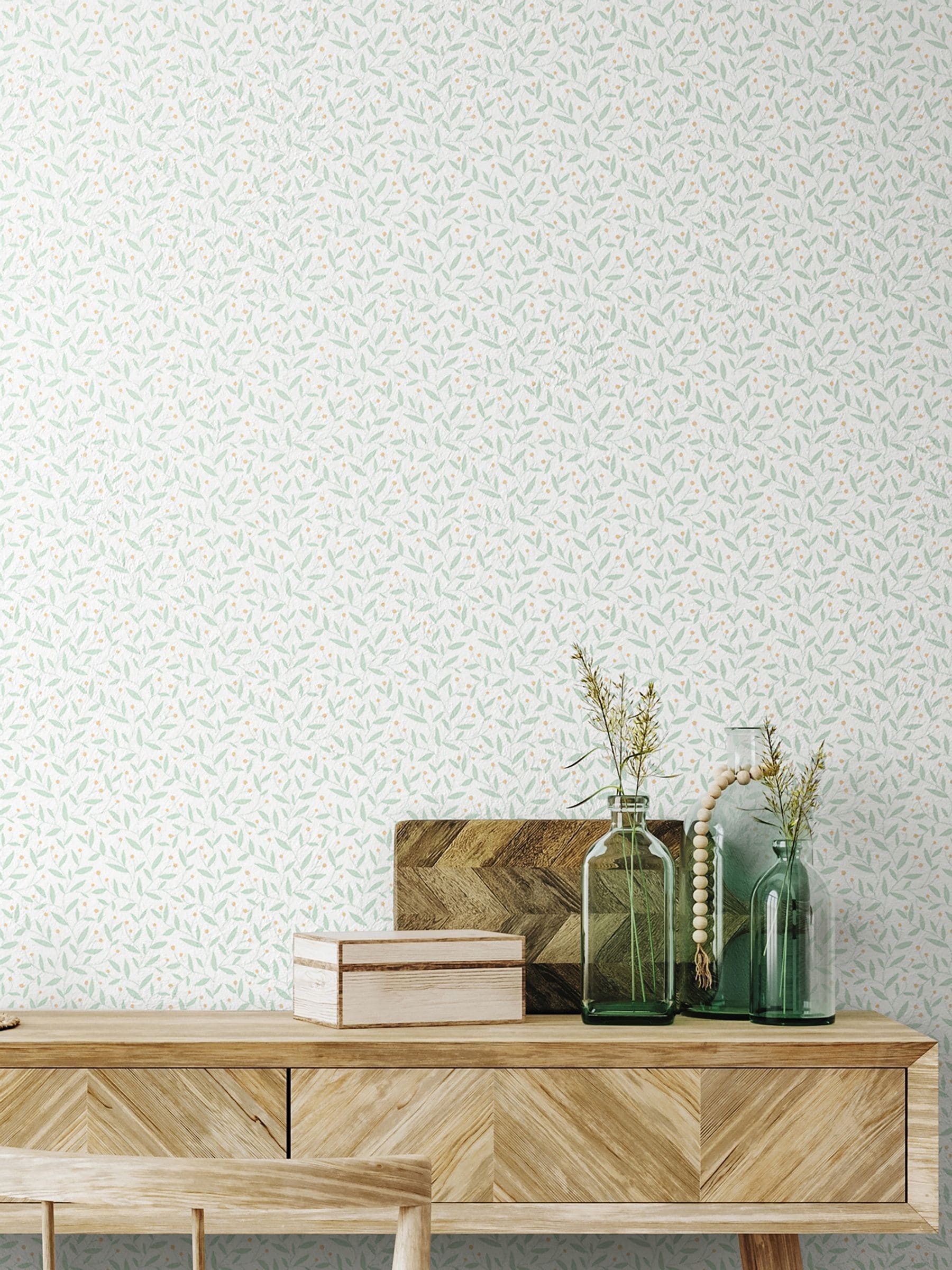 Hoopla Walls Seafoam Dotty Vine 10M Wallpaper