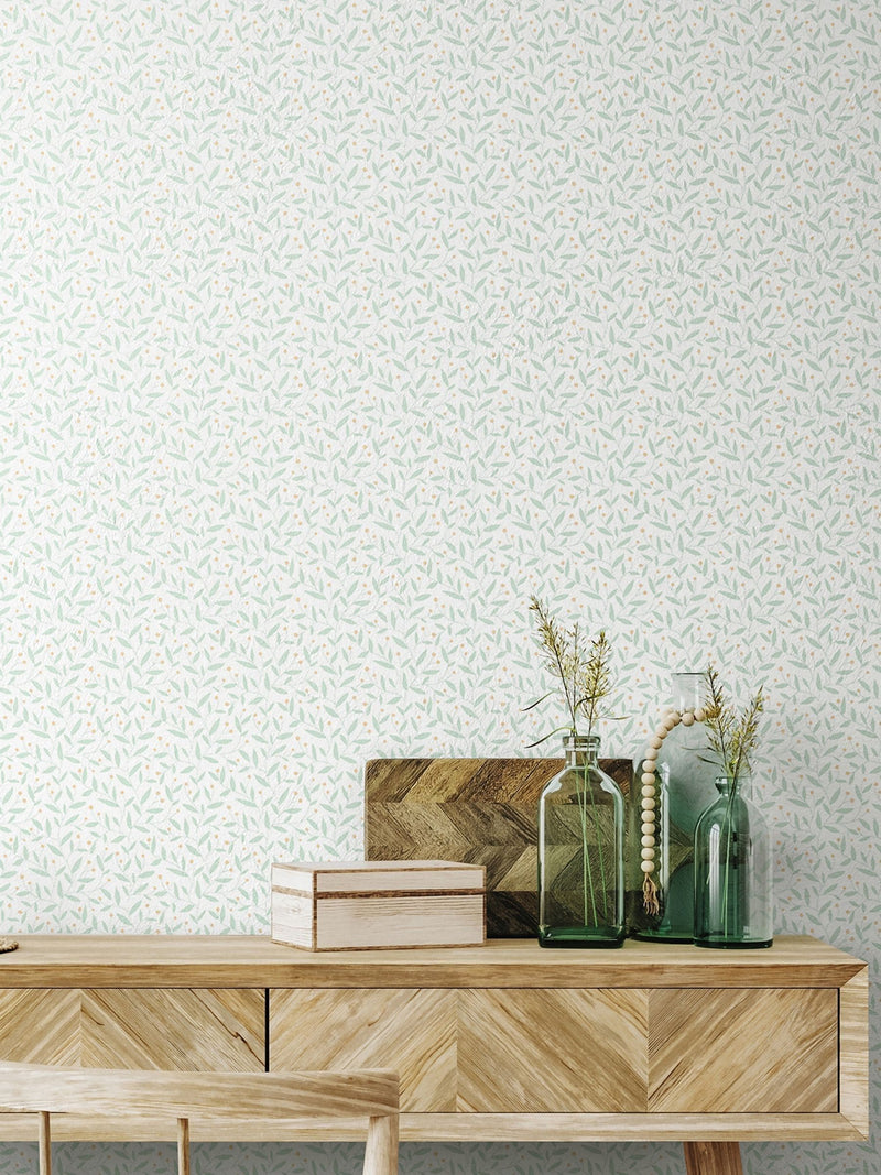 Hoopla Walls Seafoam Dotty Vine 10M Wallpaper