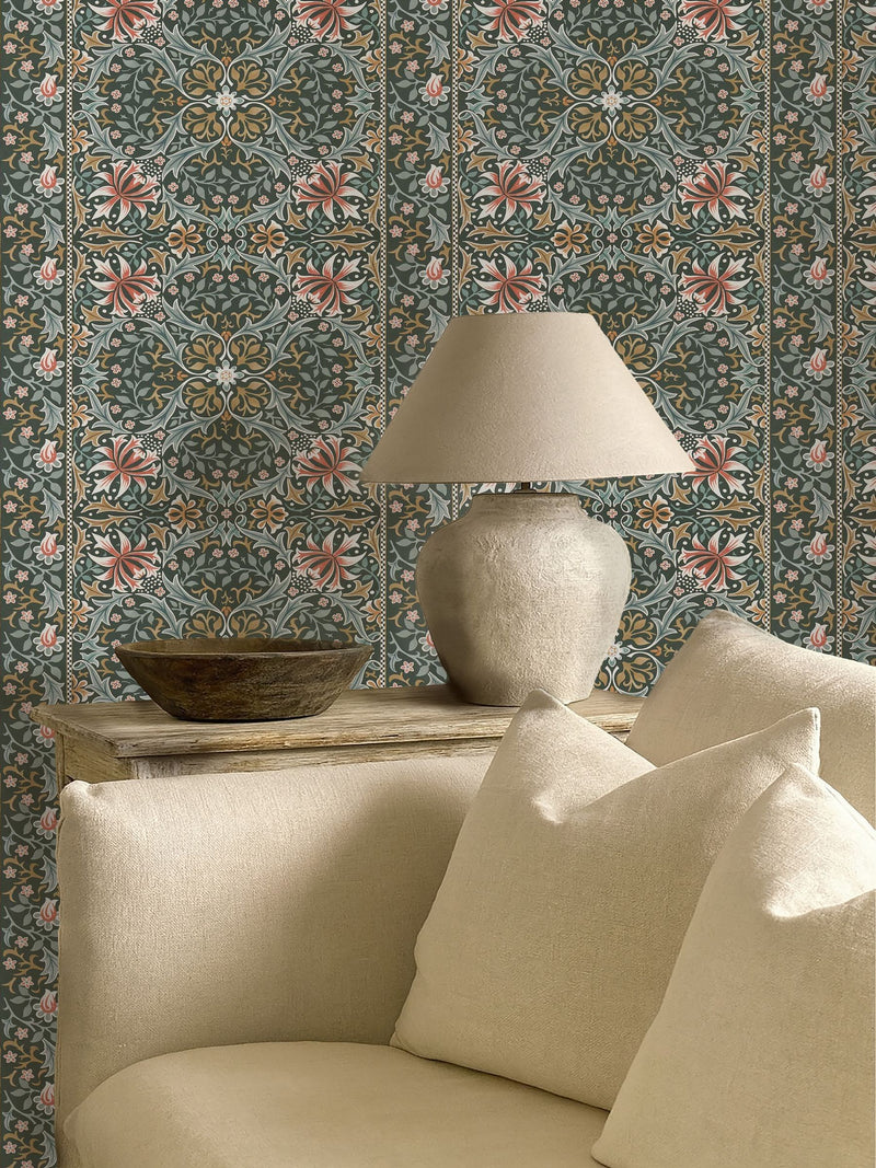 Morris & Co IndigoGold Walthamstow Unfinished Works 10M Wallpaper