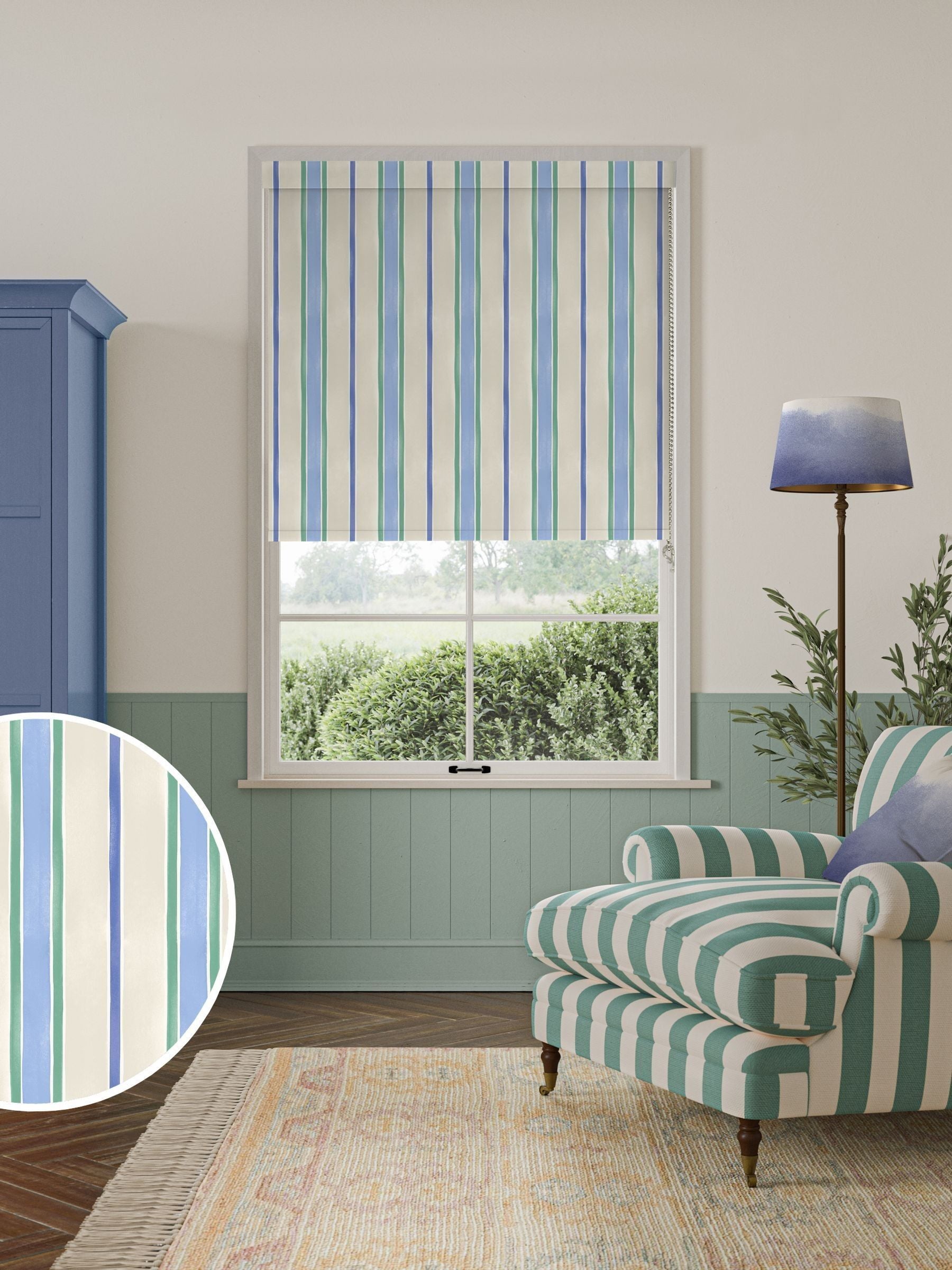 Bluebellgray Atlantic Seaside Stripe roller blind, UK version