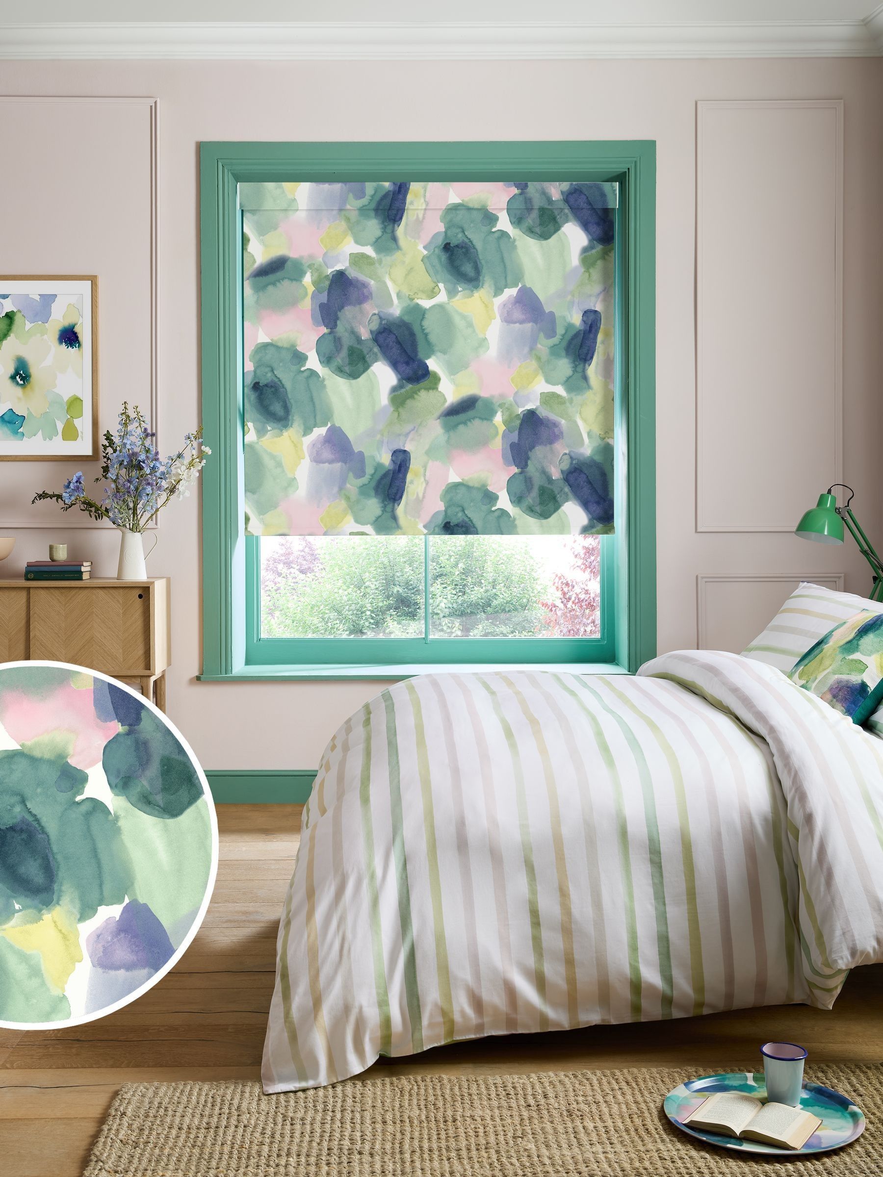 Bluebellgray Multi Lochaber made-to-measure blind in green - British product