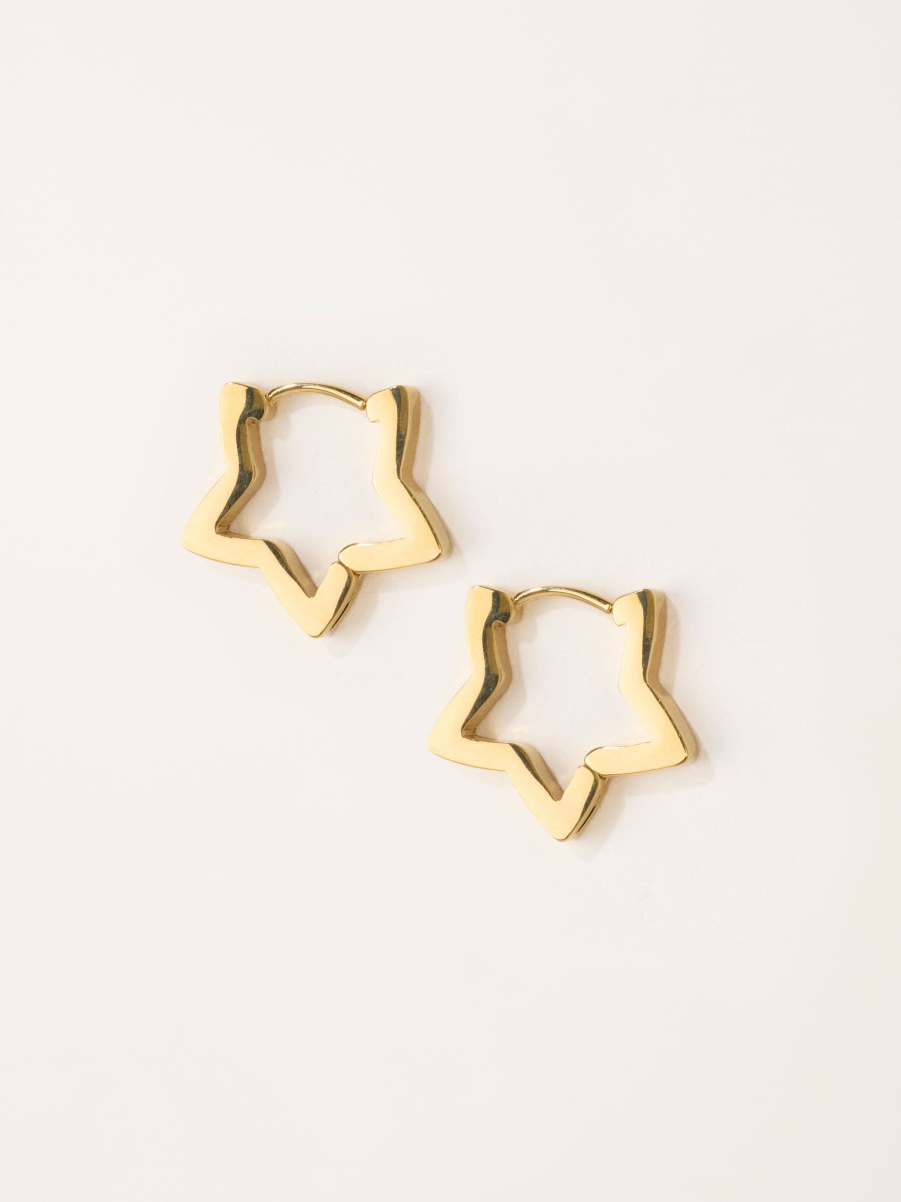 FatFace gold tone waterproof star hoops 2cm, UK version