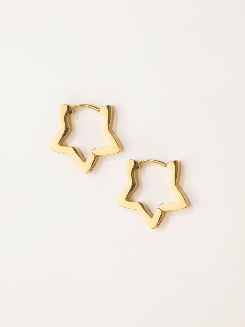 FatFace gold tone waterproof star hoops 2cm, UK version
