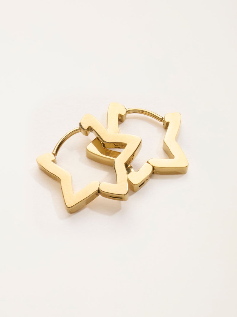 FatFace gold tone waterproof star hoops 2cm, UK version