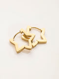 FatFace gold tone waterproof star hoops 2cm, UK version