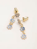 FatFace blue trio flower drop earrings 2.5cm, UK version