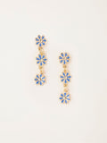 FatFace blue trio flower drop earrings 2.5cm, UK version