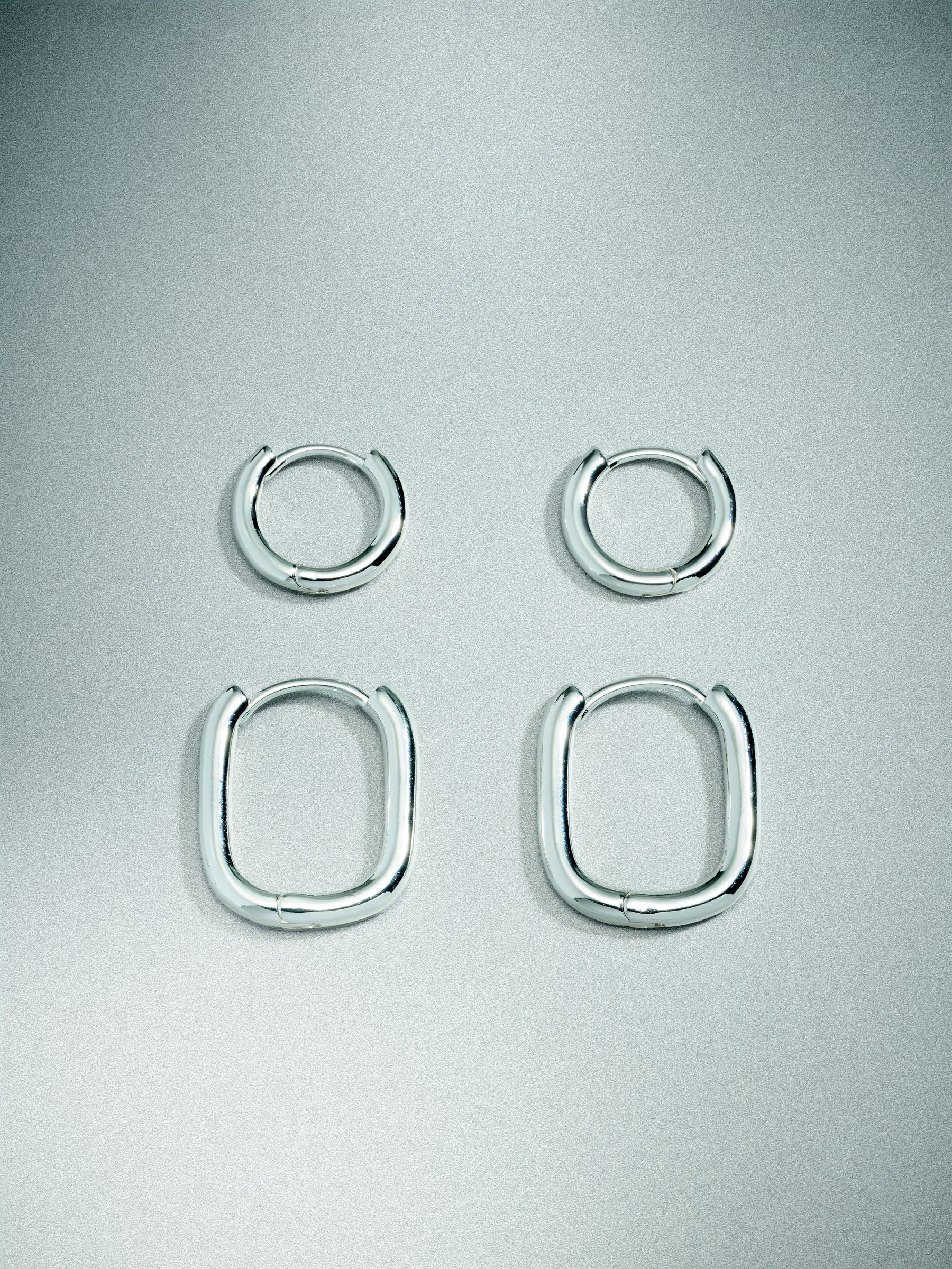 Silver plated huggie hoop earrings 2 pack, imported from the UK