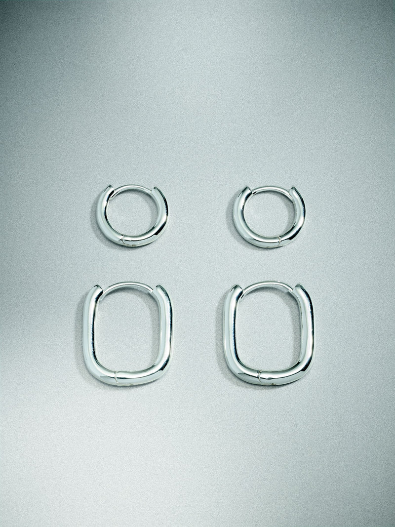 Silver plated huggie hoop earrings 2 pack, imported from the UK