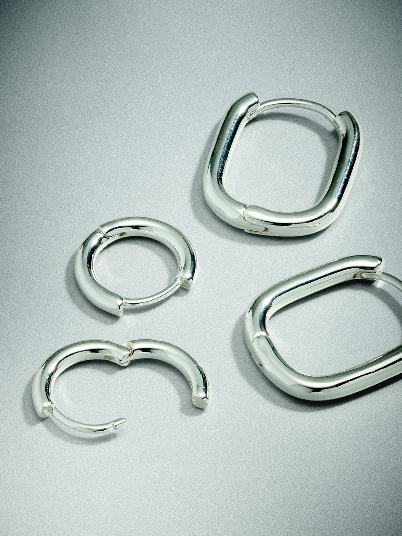 Silver plated huggie hoop earrings 2 pack, imported from the UK