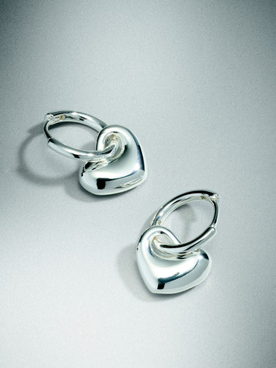 Next Sterling Silver Plated Heart Huggie Hoop Earrings- Buy online at McGrocer