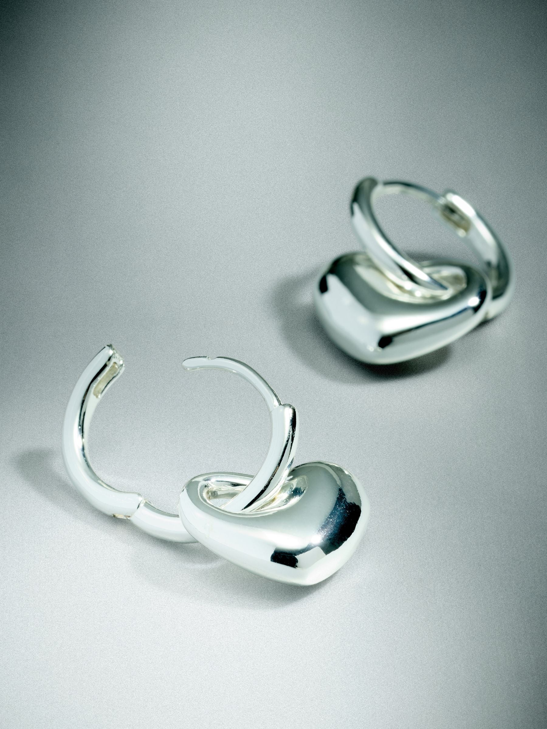 Sterling silver plated heart huggie hoop earrings - British product