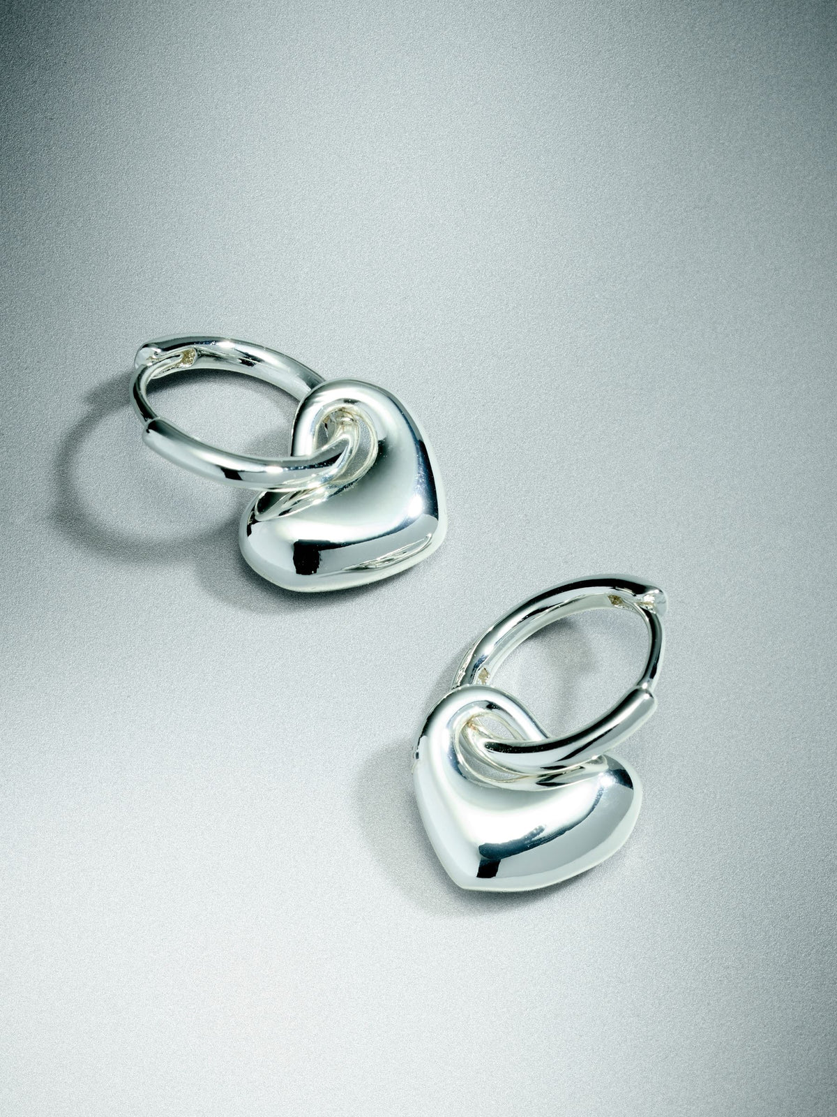 Sterling silver plated heart huggie hoop earrings - British product