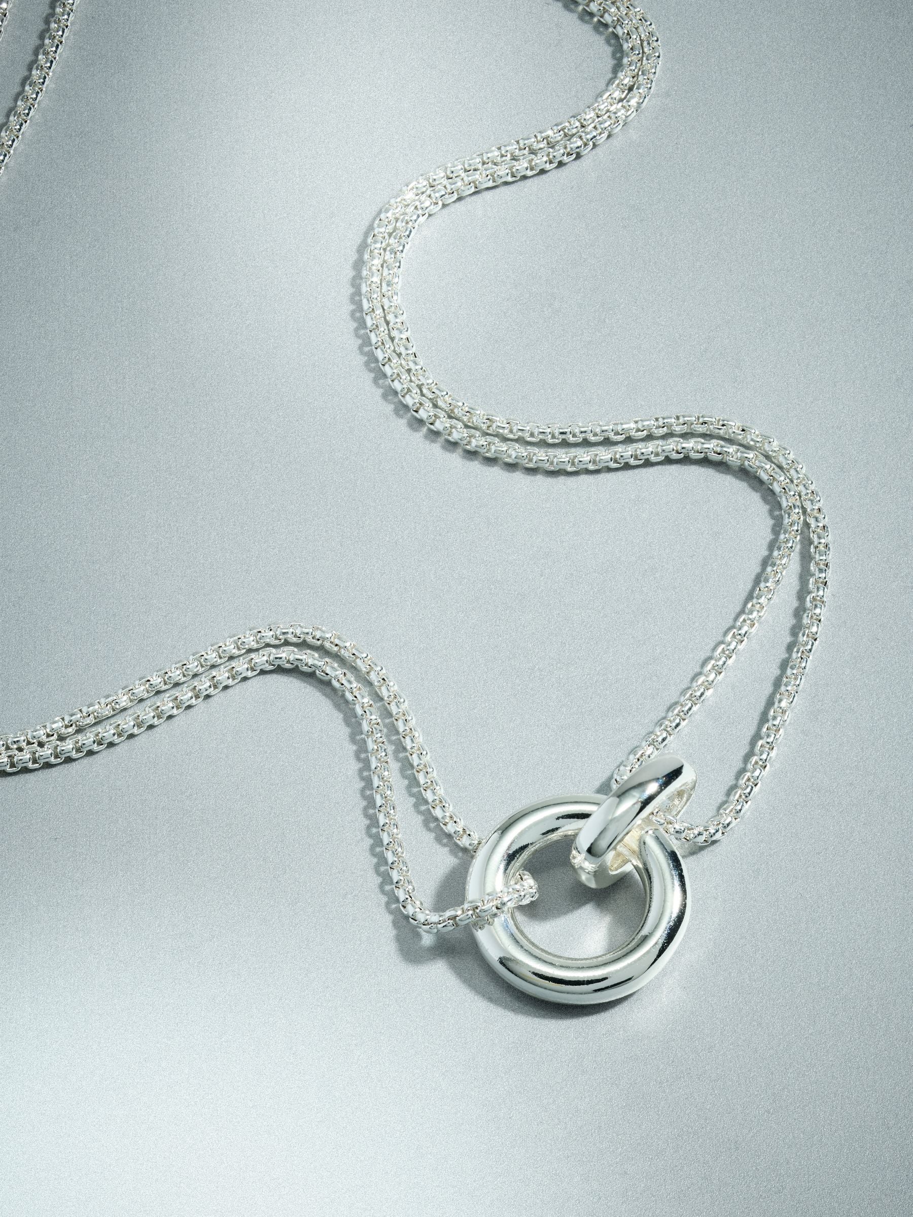 Silver plated double link necklace with cubic zirconia, imported from the UK