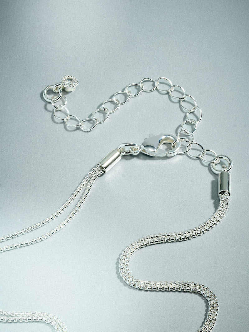 Silver plated double link necklace with cubic zirconia, imported from the UK