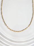 Gold tone paperclip necklace stainless steel long chain British brand