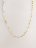 Gold tone paperclip necklace stainless steel long chain British brand