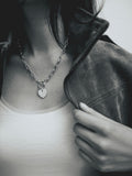 Heart T-Bar Chain Necklace Sterling Silver Plated, UK version