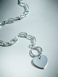 Heart T-Bar Chain Necklace Sterling Silver Plated, UK version