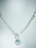 Heart T-Bar Chain Necklace Sterling Silver Plated, UK version