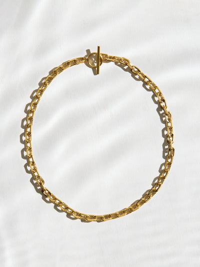 Next Gold Tone Waterproof Stainless Steel Chain T-Bar Necklace- Buy online at McGrocer