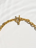 gold tone T-bar necklace waterproof stainless steel, UK version