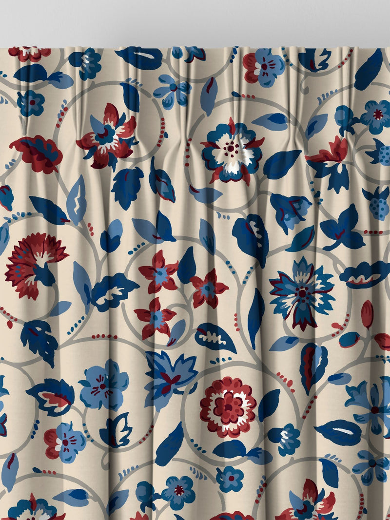 Land & Shore Esther made to measure curtain in red floral print, imported from the UK