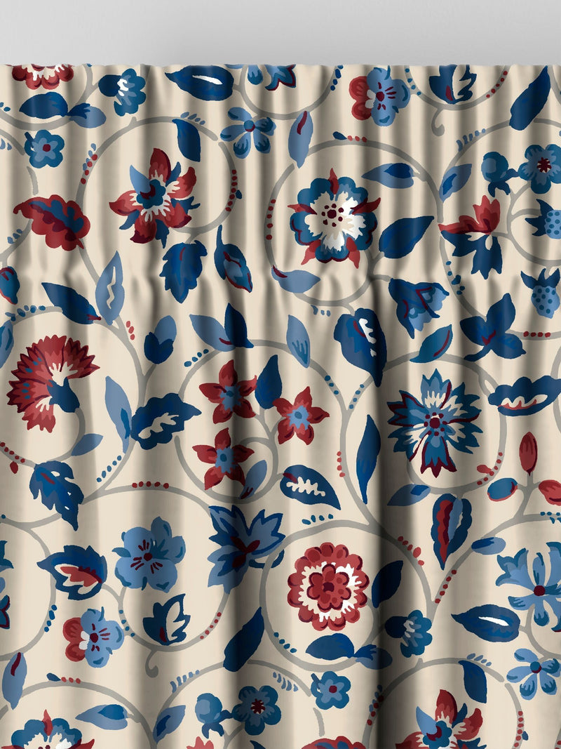 Land & Shore Esther made to measure curtain in red floral print, imported from the UK